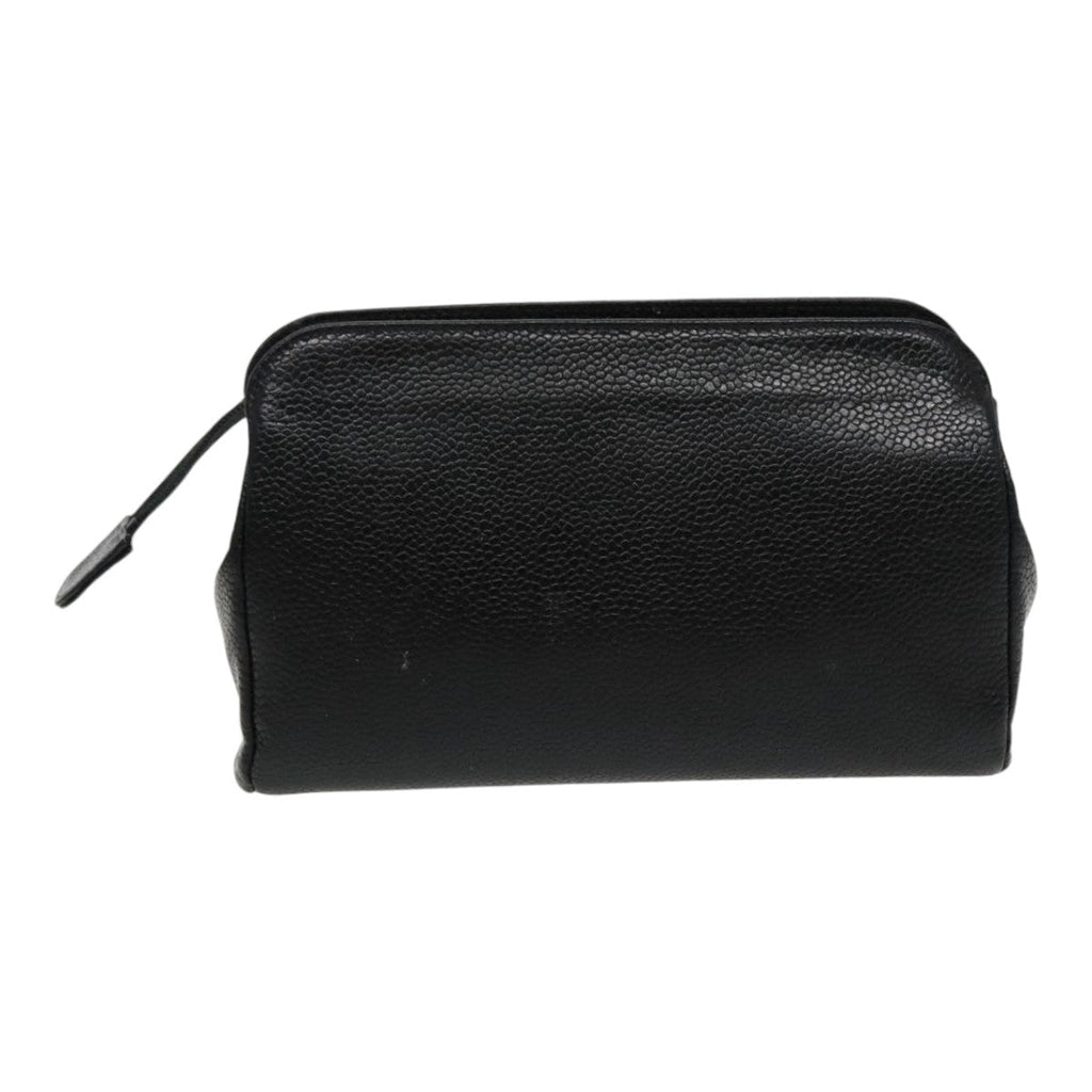 CHANEL COCO Mark Pouch Caviar Skin Black Gold CC am7049