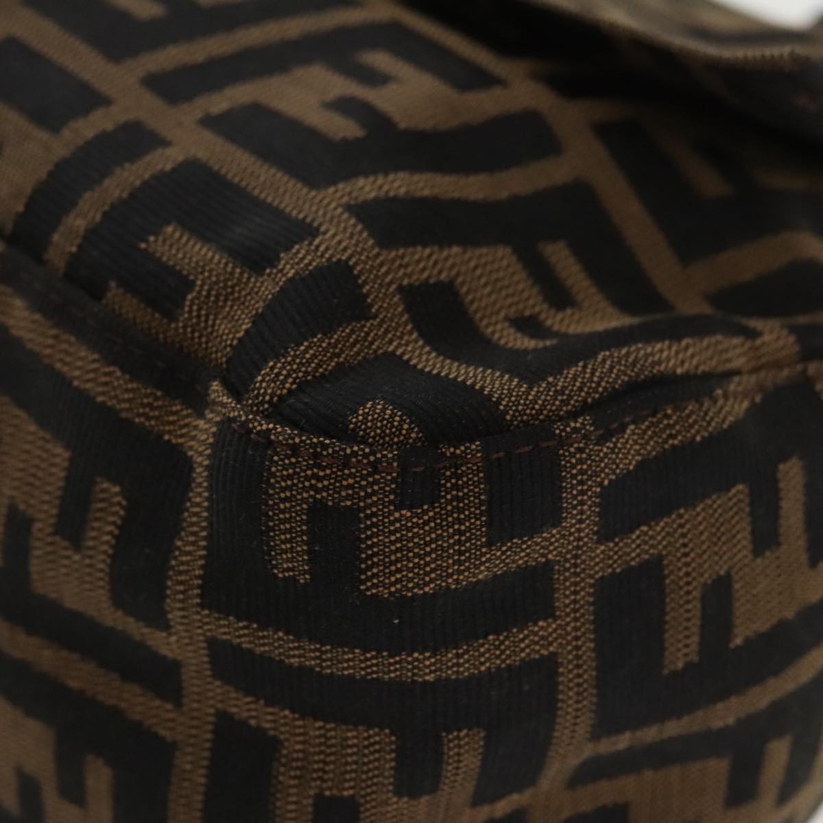 FENDI Zucca Canvas Mamma Baguette Shoulder Bag Black Brown Silver am7091A