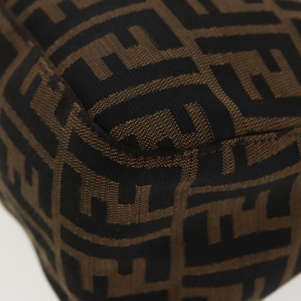 FENDI Zucca Canvas Mamma Baguette Shoulder Bag Black Brown Silver am7091A