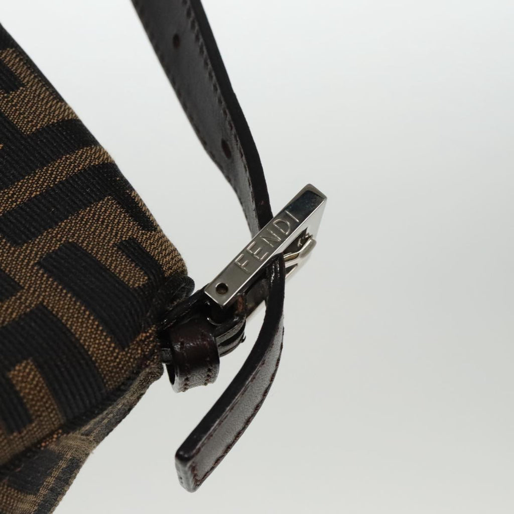 FENDI Zucca Canvas Mamma Baguette Shoulder Bag Black Brown Silver am7091A