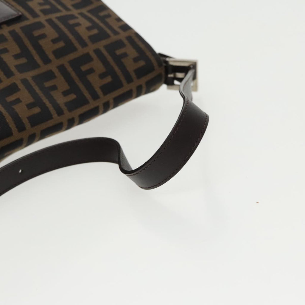 FENDI Zucca Canvas Mamma Baguette Shoulder Bag Black Brown Silver am7091A