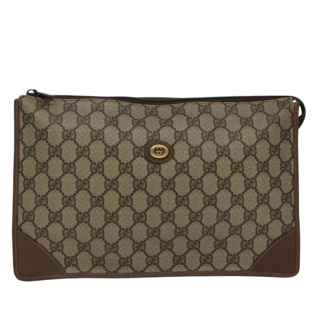 GUCCI GG Supreme Clutch Bag PVC Leather Beige 97 01 029 am7096