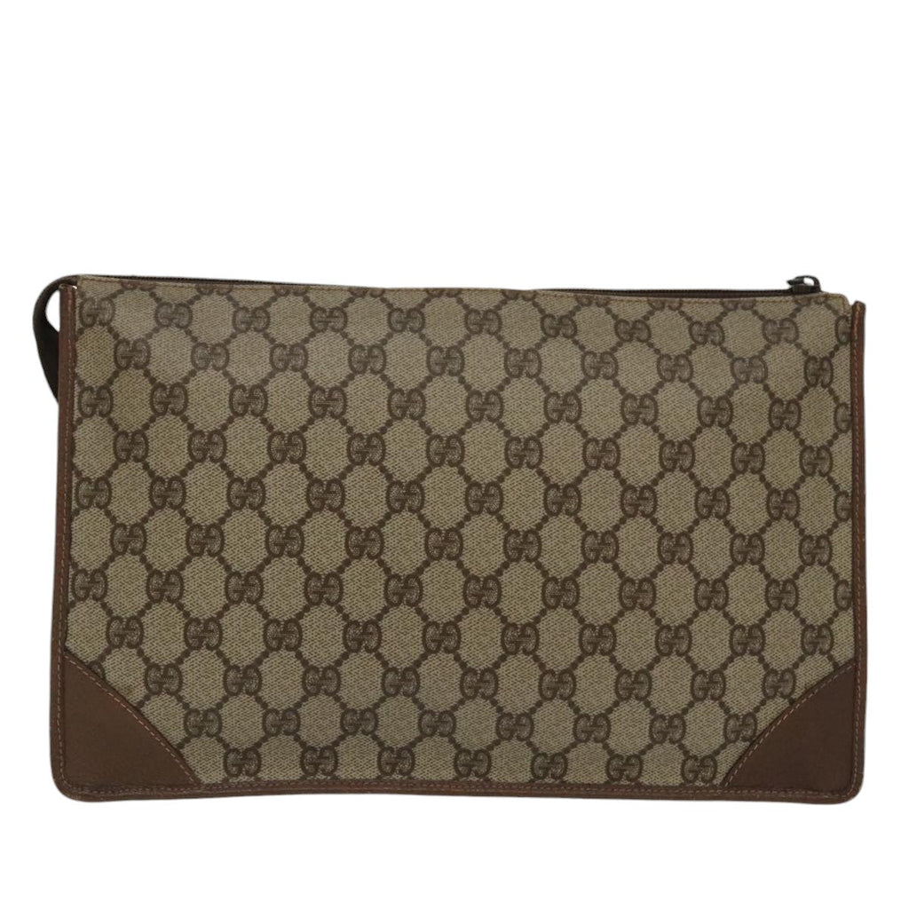 GUCCI GG Supreme Clutch Bag PVC Leather Beige 97 01 029 am7096