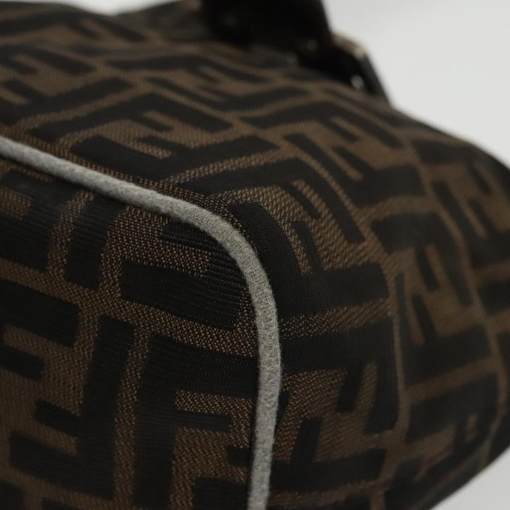FENDI Zucca Canvas Mamma Baguette Hand Bag Brown Black Silver am7106