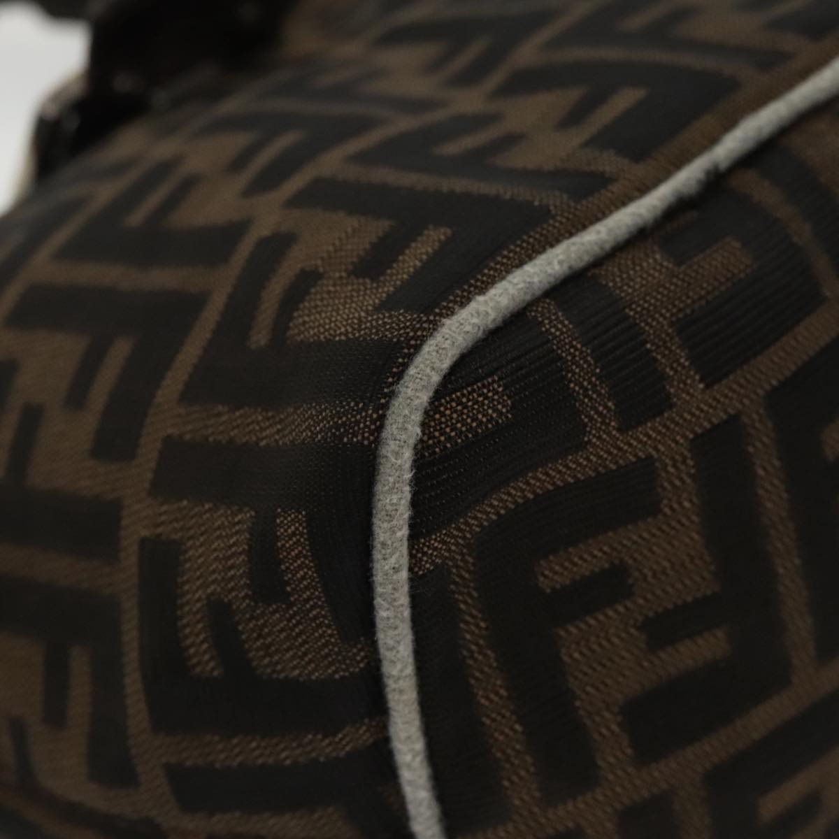 FENDI Zucca Canvas Mamma Baguette Hand Bag Brown Black Silver am7106