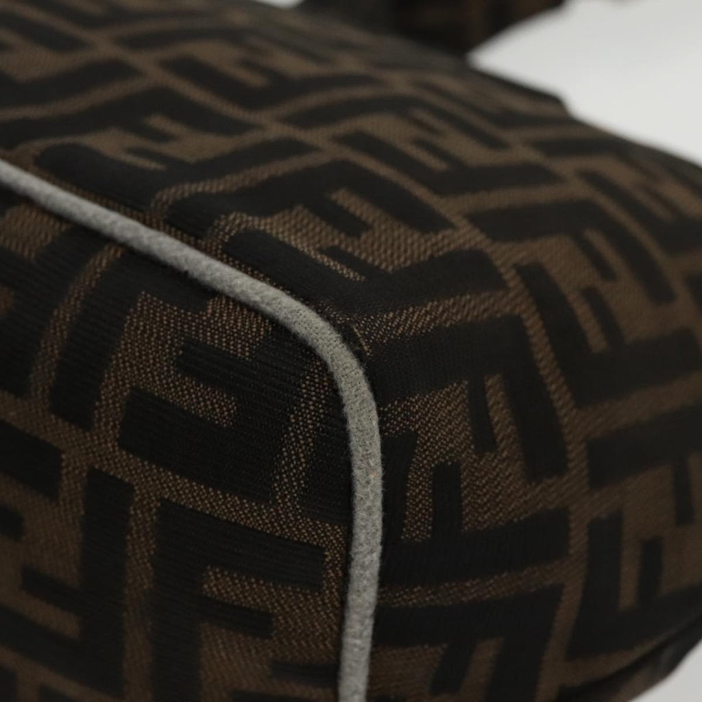FENDI Zucca Canvas Mamma Baguette Hand Bag Brown Black Silver am7106