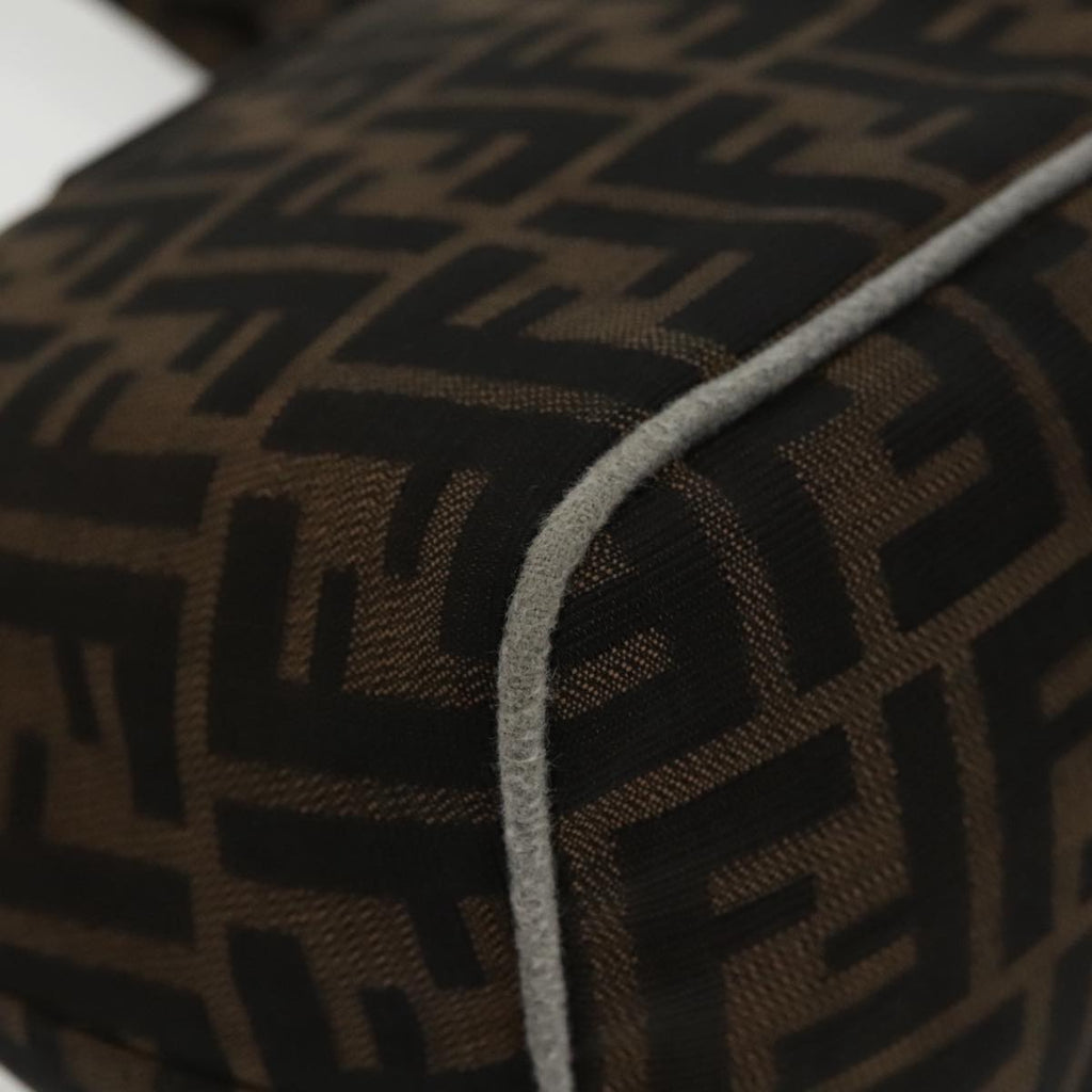 FENDI Zucca Canvas Mamma Baguette Hand Bag Brown Black Silver am7106