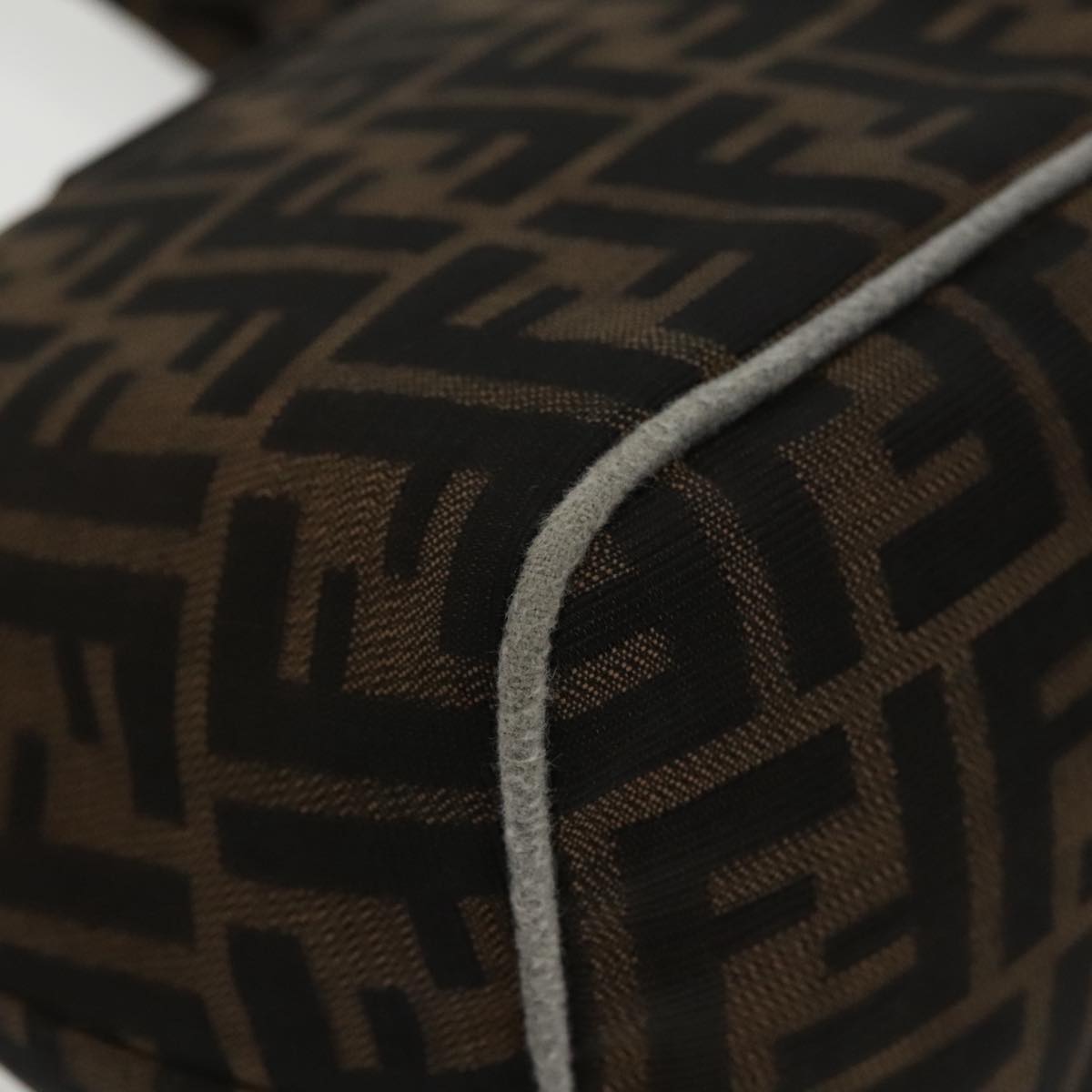 FENDI Zucca Canvas Mamma Baguette Hand Bag Brown Black Silver am7106