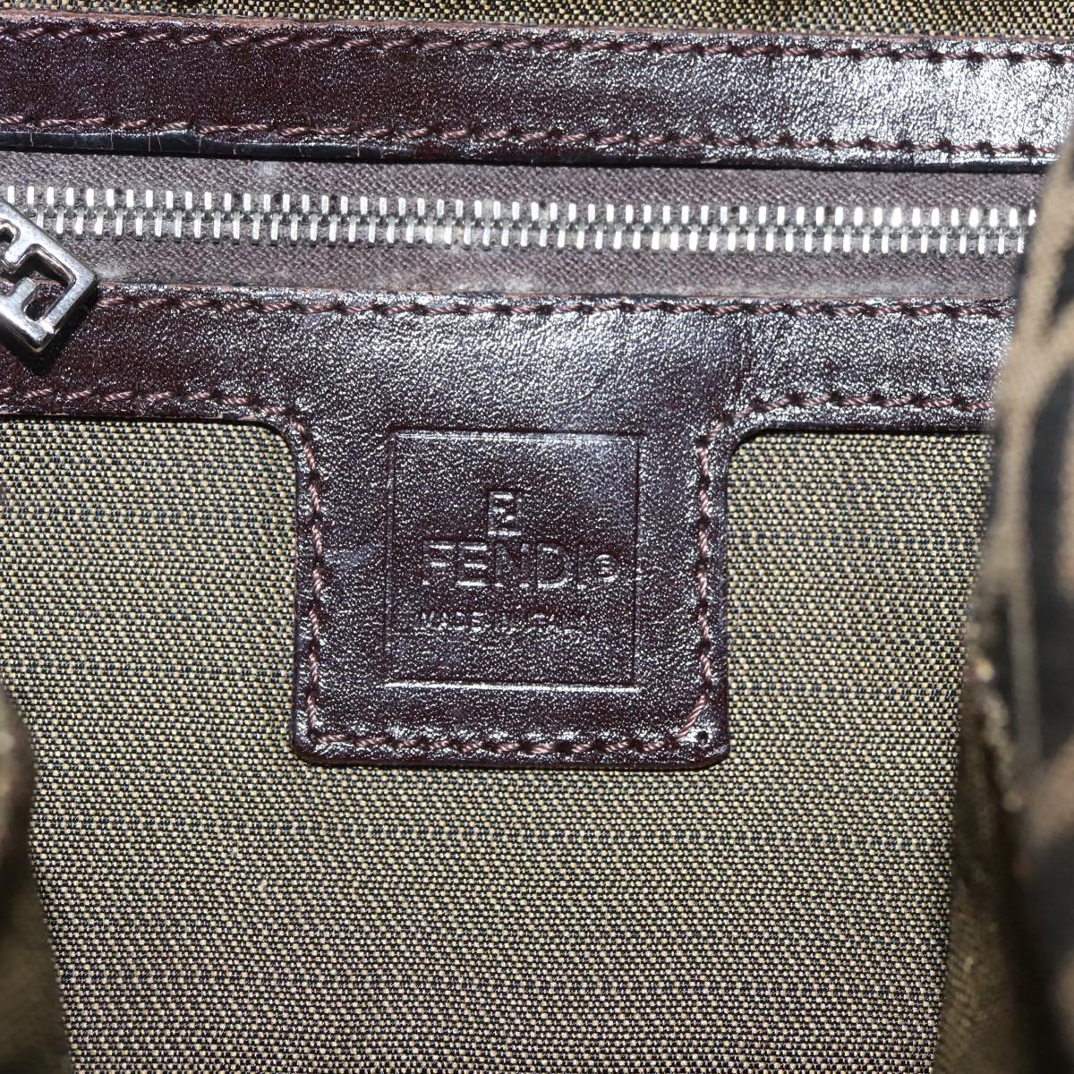 FENDI Zucca Canvas Mamma Baguette Hand Bag Brown Black Silver am7106