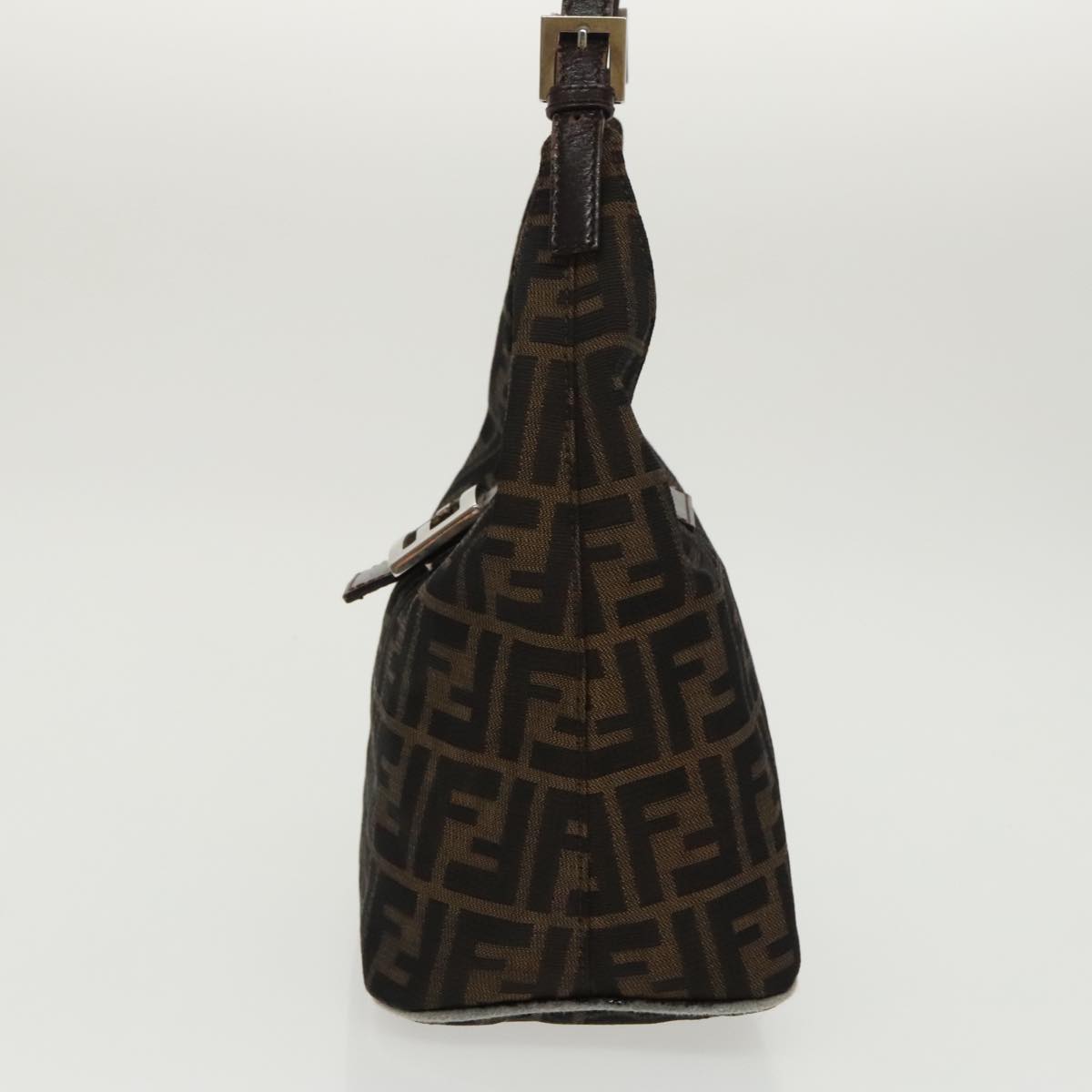 FENDI Zucca Canvas Mamma Baguette Hand Bag Brown Black Silver am7106
