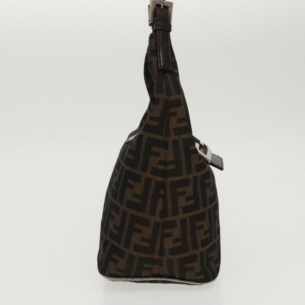 FENDI Zucca Canvas Mamma Baguette Hand Bag Brown Black Silver am7106
