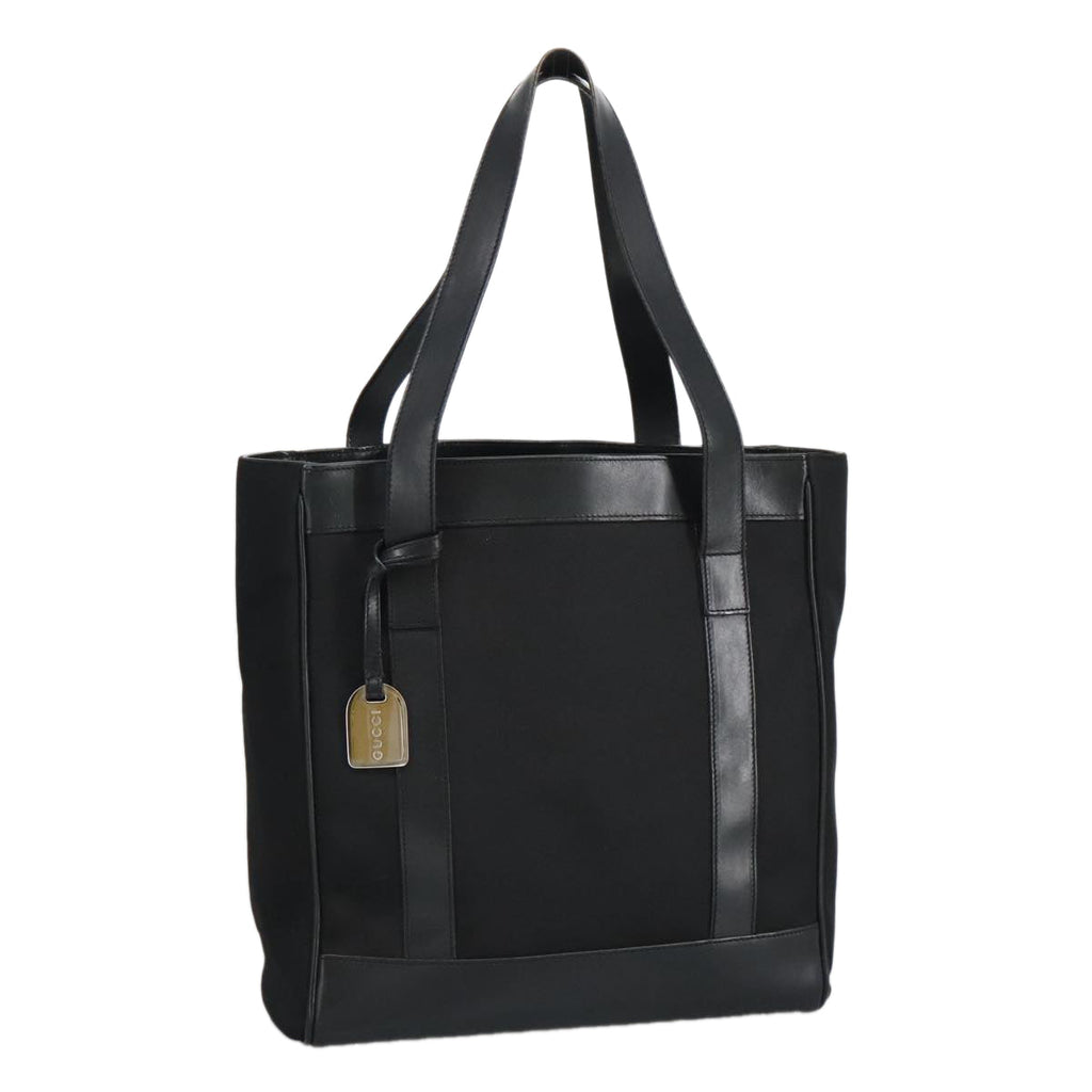 GUCCI Tote Bag Nylon Leather Black Silver 002 1705 0405 am7109