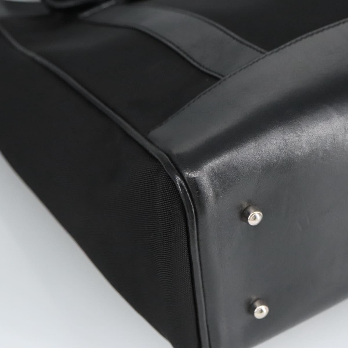 GUCCI Tote Bag Nylon Leather Black Silver 002 1705 0405 am7109