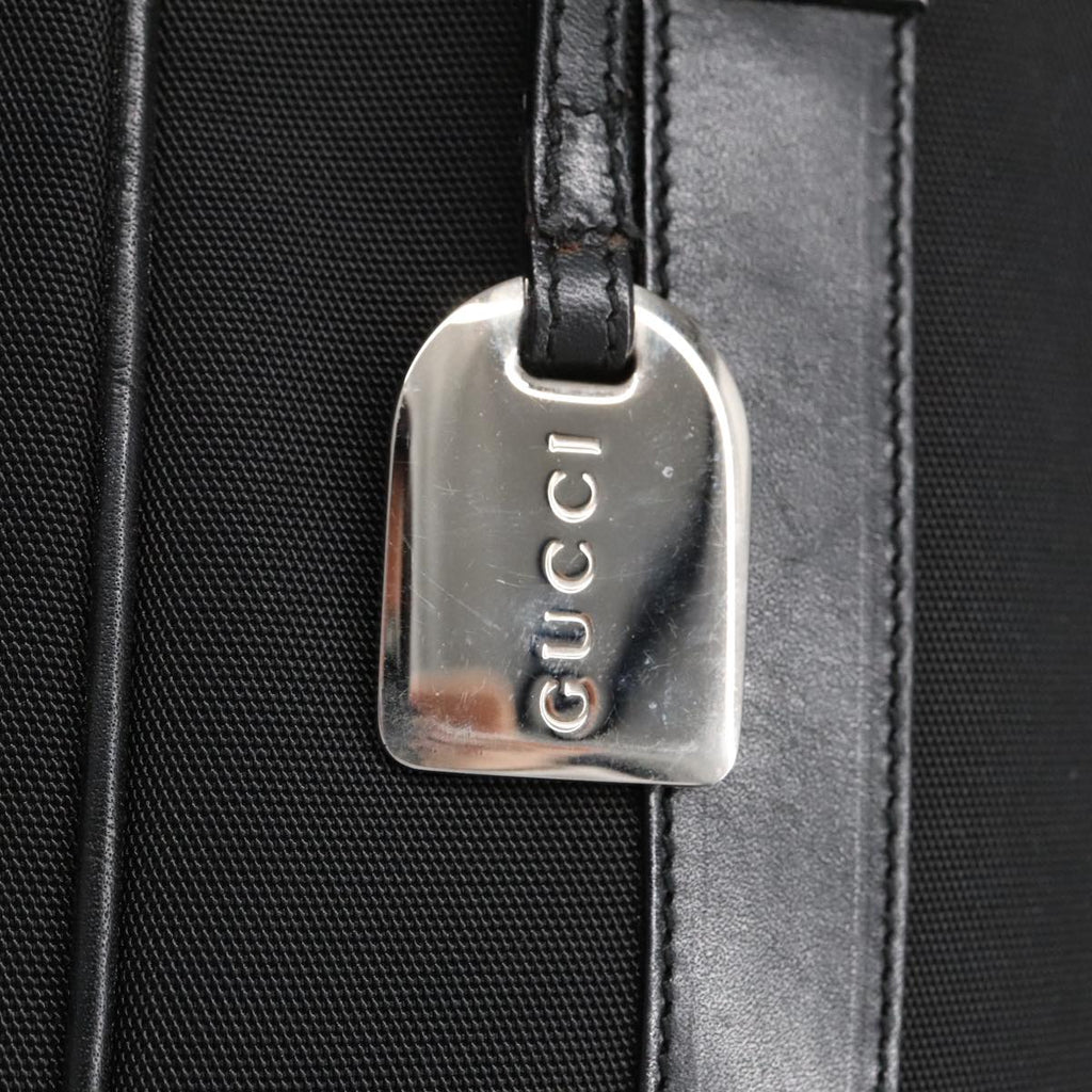 GUCCI Tote Bag Nylon Leather Black Silver 002 1705 0405 am7109