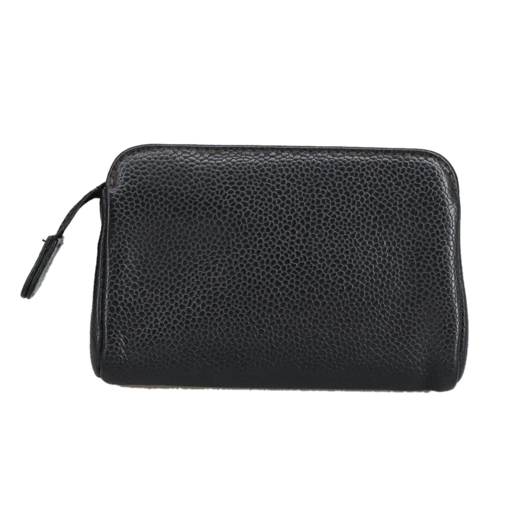 CHANEL COCO Mark Pouch Caviar Skin Black Gold CC am7126