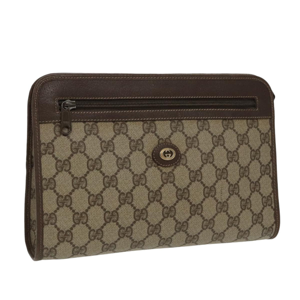 GUCCI GG Supreme Clutch Bag PVC Leather Beige 97 01 037 am7169