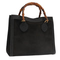 GUCCI Bamboo Hand Bag Suede Leather Black Gold 002 1095 0260 am7190