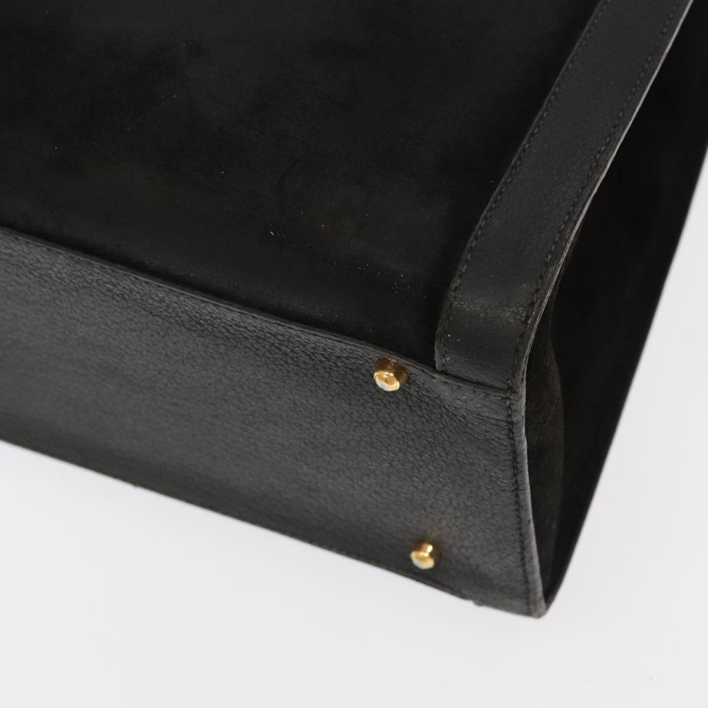 GUCCI Bamboo Hand Bag Suede Leather Black Gold 002 1095 0260 am7190