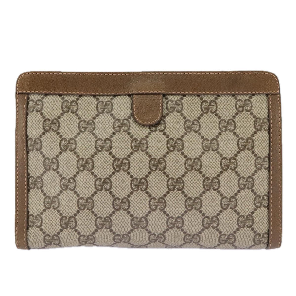 GUCCI GG Supreme Web Sherry Line Clutch Bag PVC Beige Red 89 01 032 am7200