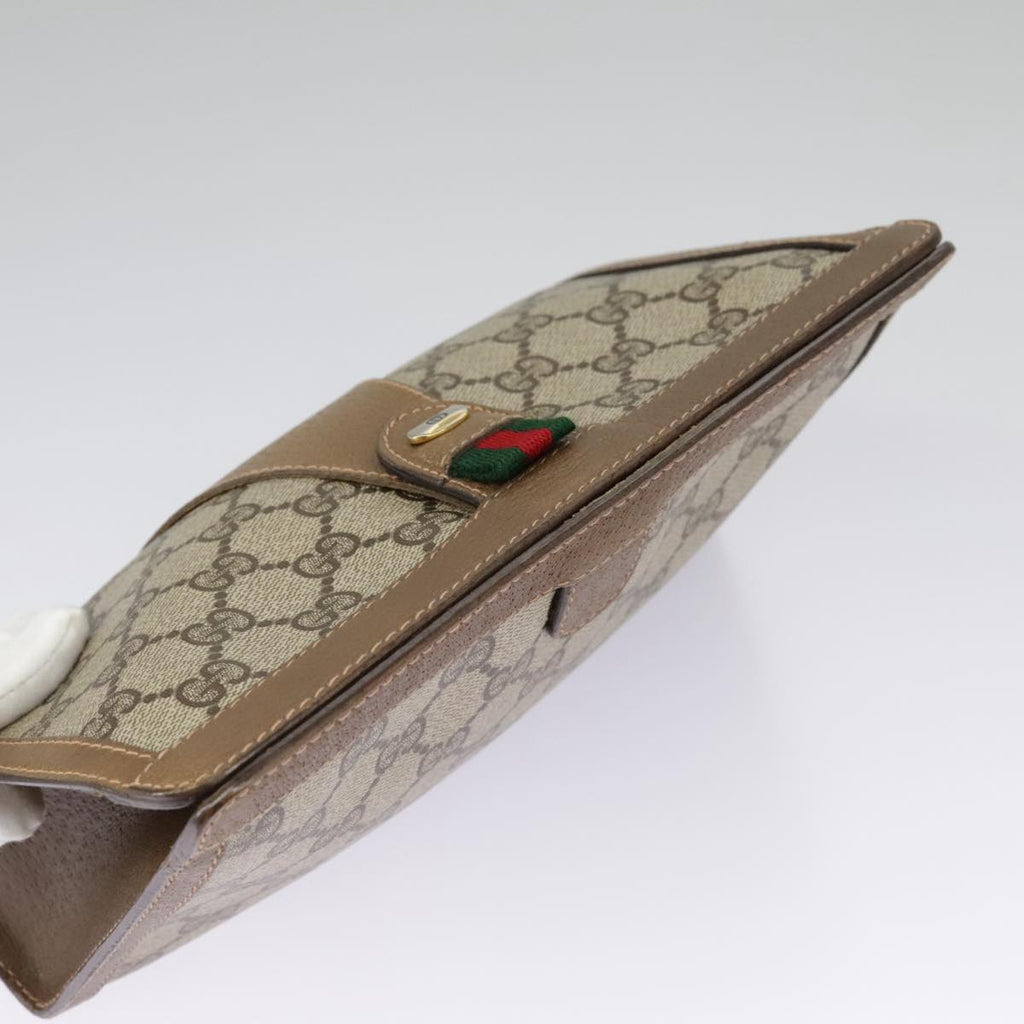 GUCCI GG Supreme Web Sherry Line Clutch Bag PVC Beige Red 89 01 032 am7200