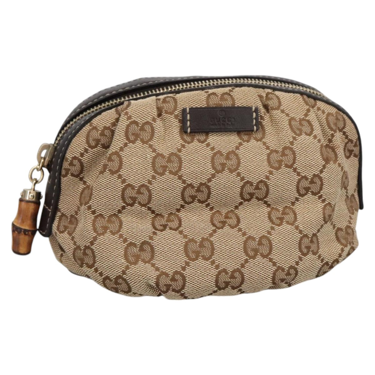 GUCCI Bamboo GG Canvas Pouch Beige 246175 am7217