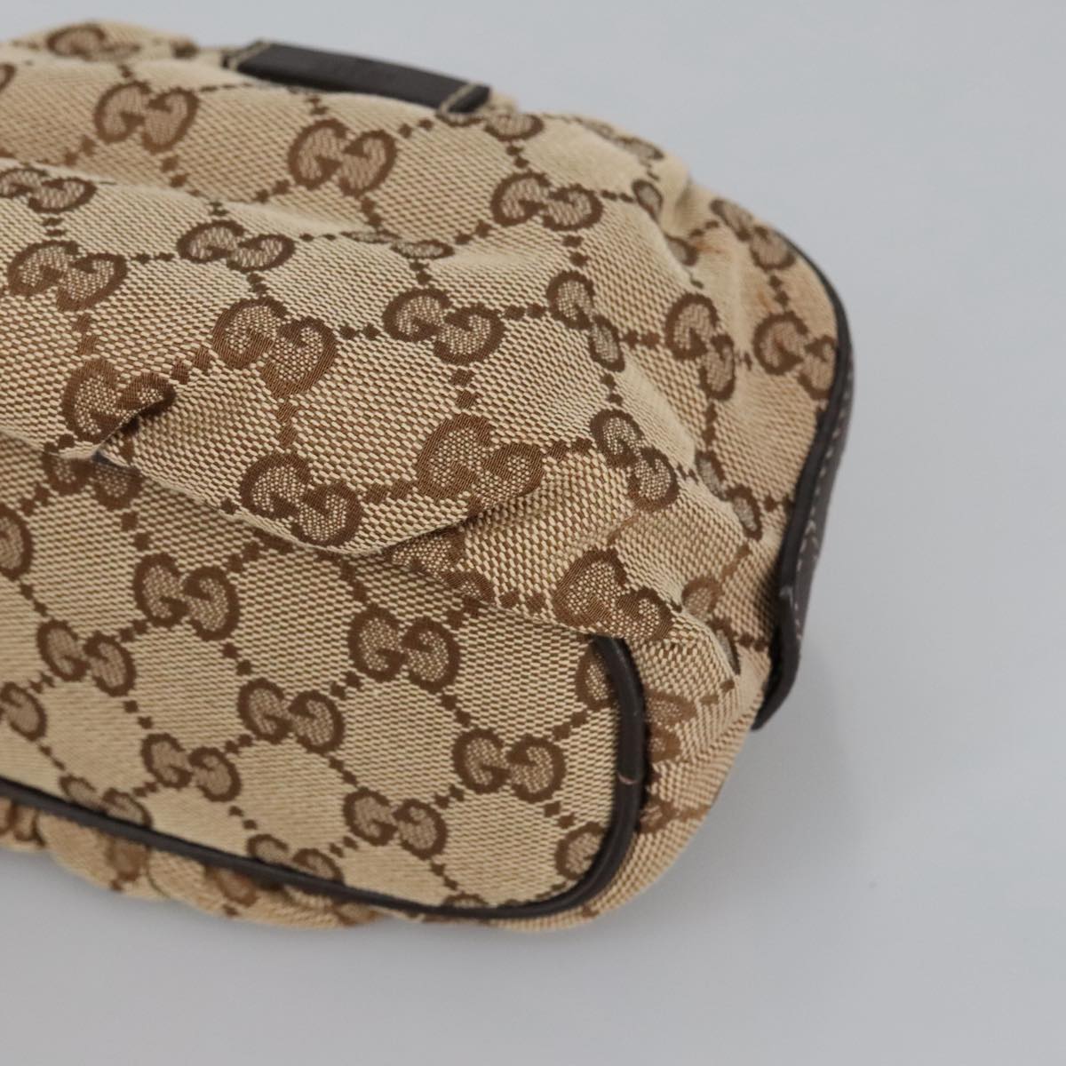 GUCCI Bamboo GG Canvas Pouch Beige 246175 am7217