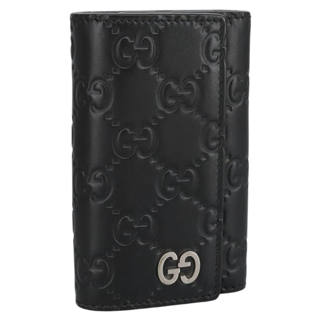 GUCCI GG Canvas Guccissima Key Case Leather Black 473924 am7224