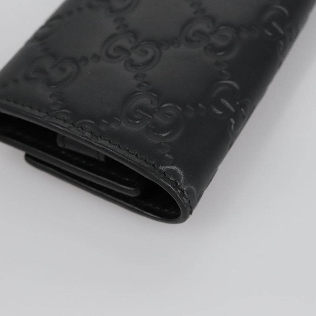 GUCCI GG Canvas Guccissima Key Case Leather Black 473924 am7224