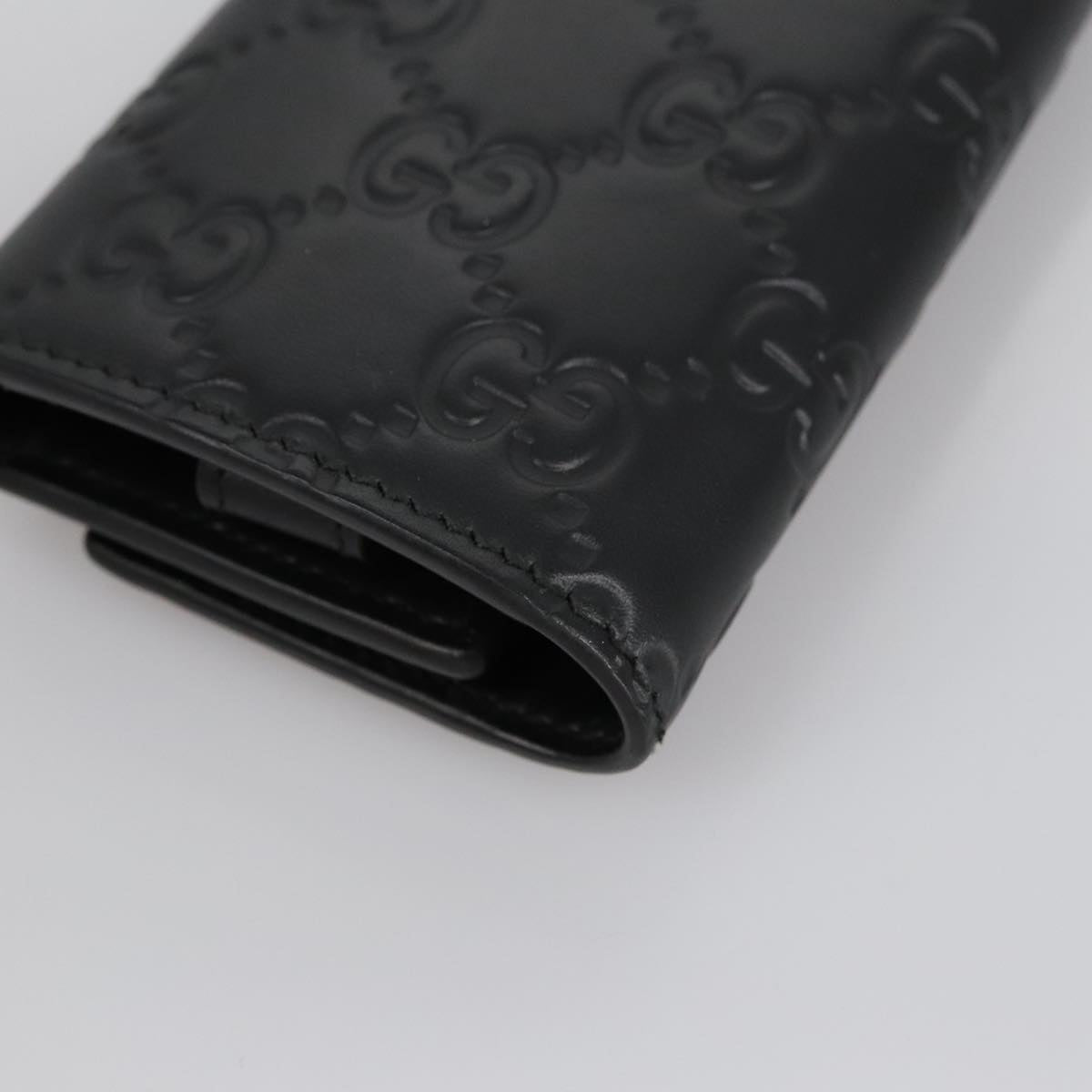 GUCCI GG Canvas Guccissima Key Case Leather Black 473924 am7224