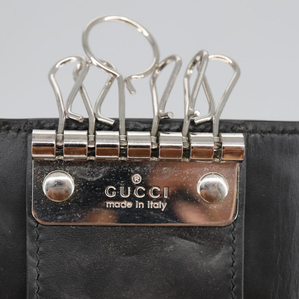 GUCCI GG Canvas Guccissima Key Case Leather Black 473924 am7224