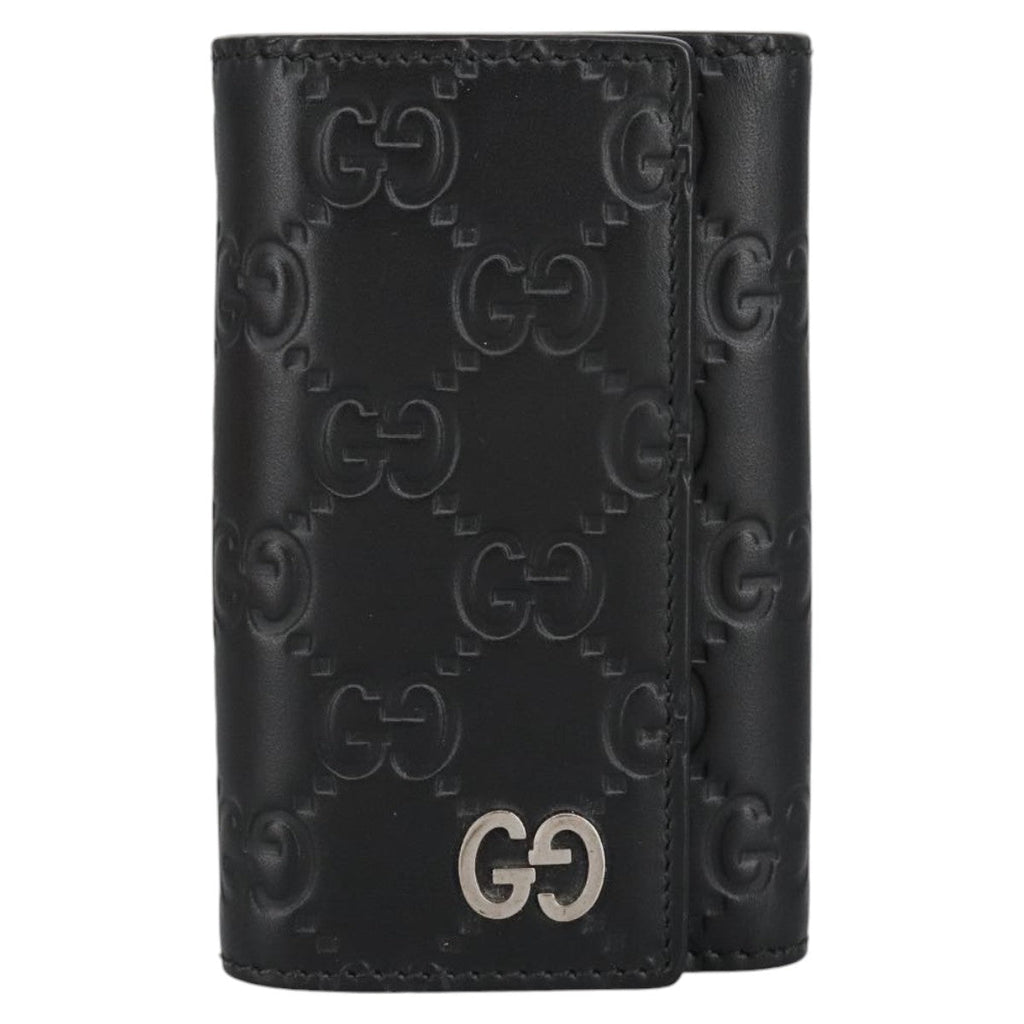 GUCCI GG Canvas Guccissima Key Case Leather Black 473924 am7224