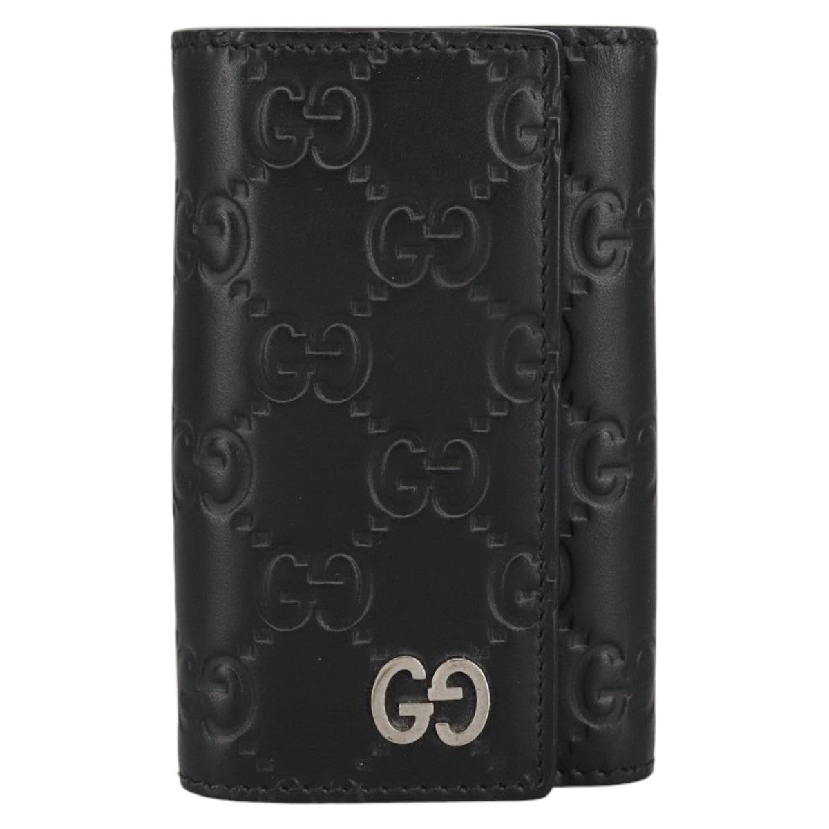 GUCCI GG Canvas Guccissima Key Case Leather Black 473924 am7224