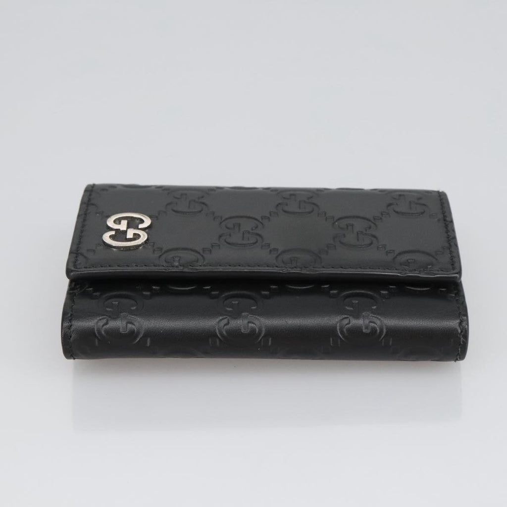 GUCCI GG Canvas Guccissima Key Case Leather Black 473924 am7224