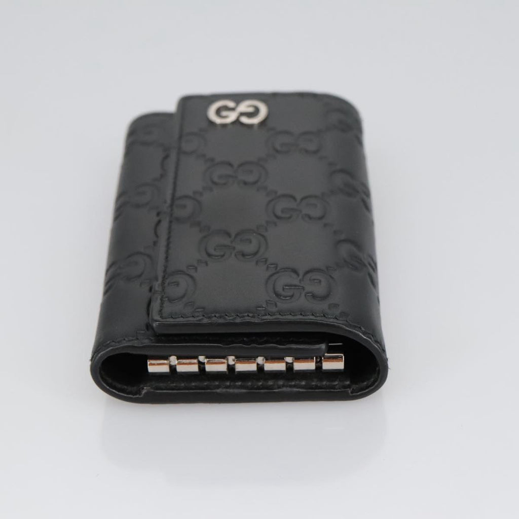GUCCI GG Canvas Guccissima Key Case Leather Black 473924 am7224