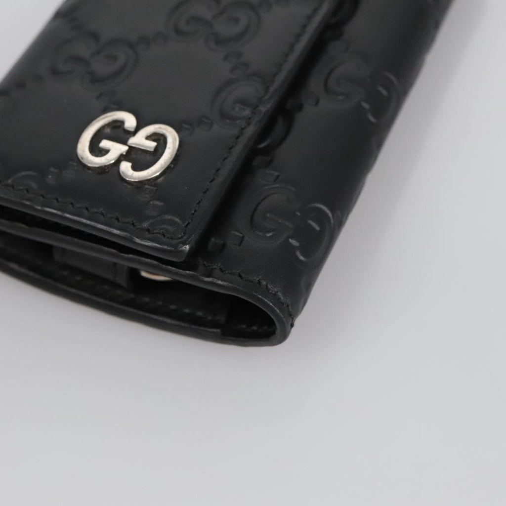 GUCCI GG Canvas Guccissima Key Case Leather Black 473924 am7224