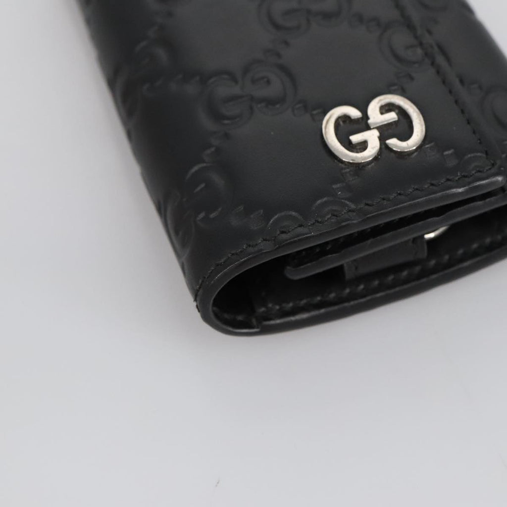 GUCCI GG Canvas Guccissima Key Case Leather Black 473924 am7224