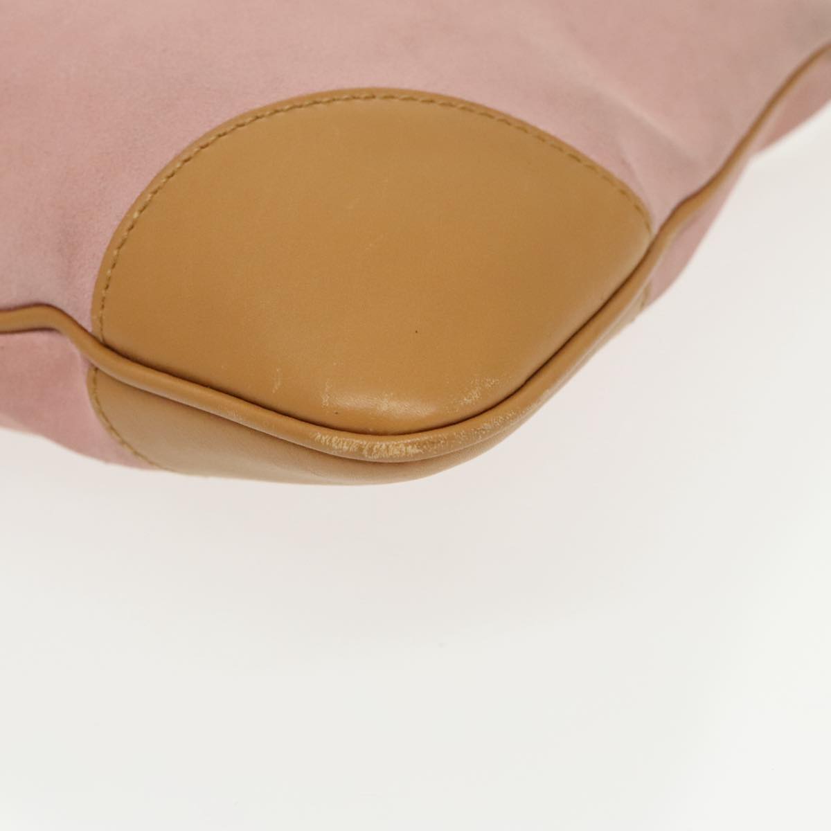 GUCCI Bamboo Hand Bag Suede Leather Gold Pink 001 4060 am7234