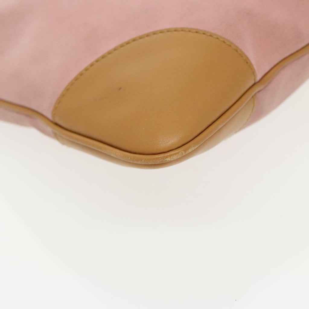 GUCCI Bamboo Hand Bag Suede Leather Gold Pink 001 4060 am7234