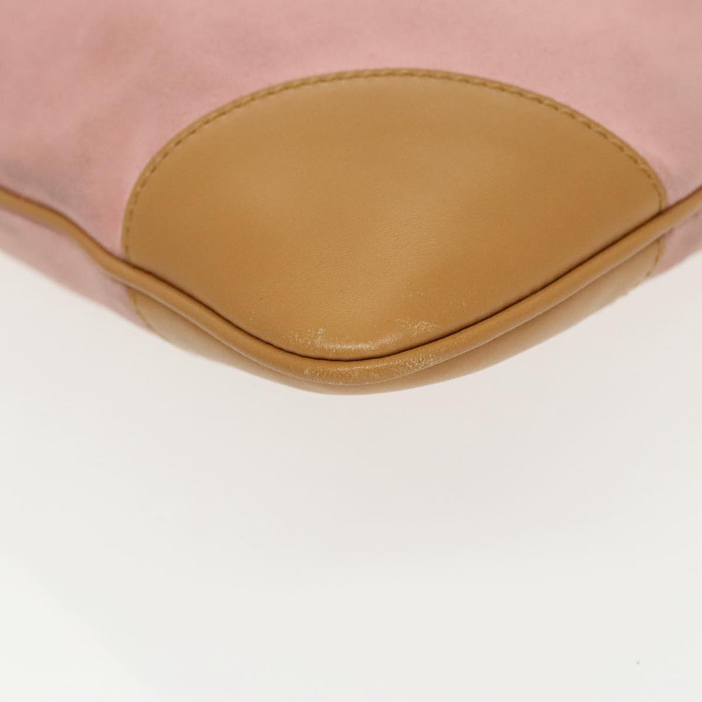 GUCCI Bamboo Hand Bag Suede Leather Gold Pink 001 4060 am7234