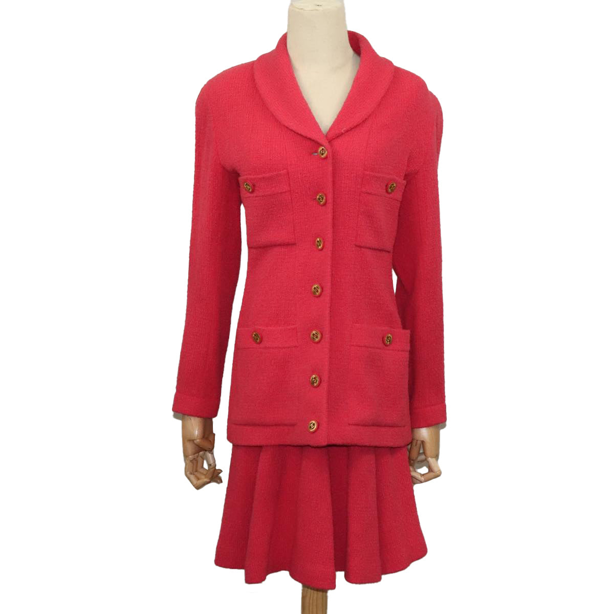 CHANEL Jacket & Skirt Setup Jacket Wool Pink Gold CC am7246
