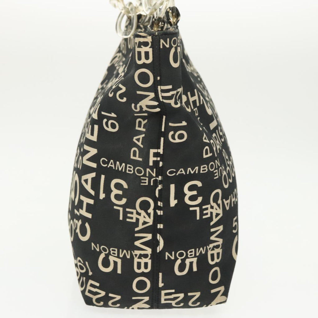 CHANEL Chain Bycy Tote Bag Canvas Plastic Black Clear Silver CC am7247
