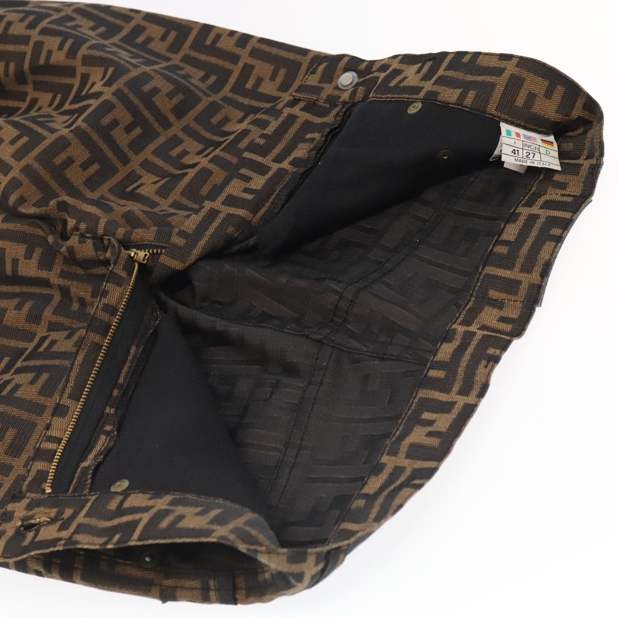 FENDI Zucca Canvas Pants XO Black Brown am7264