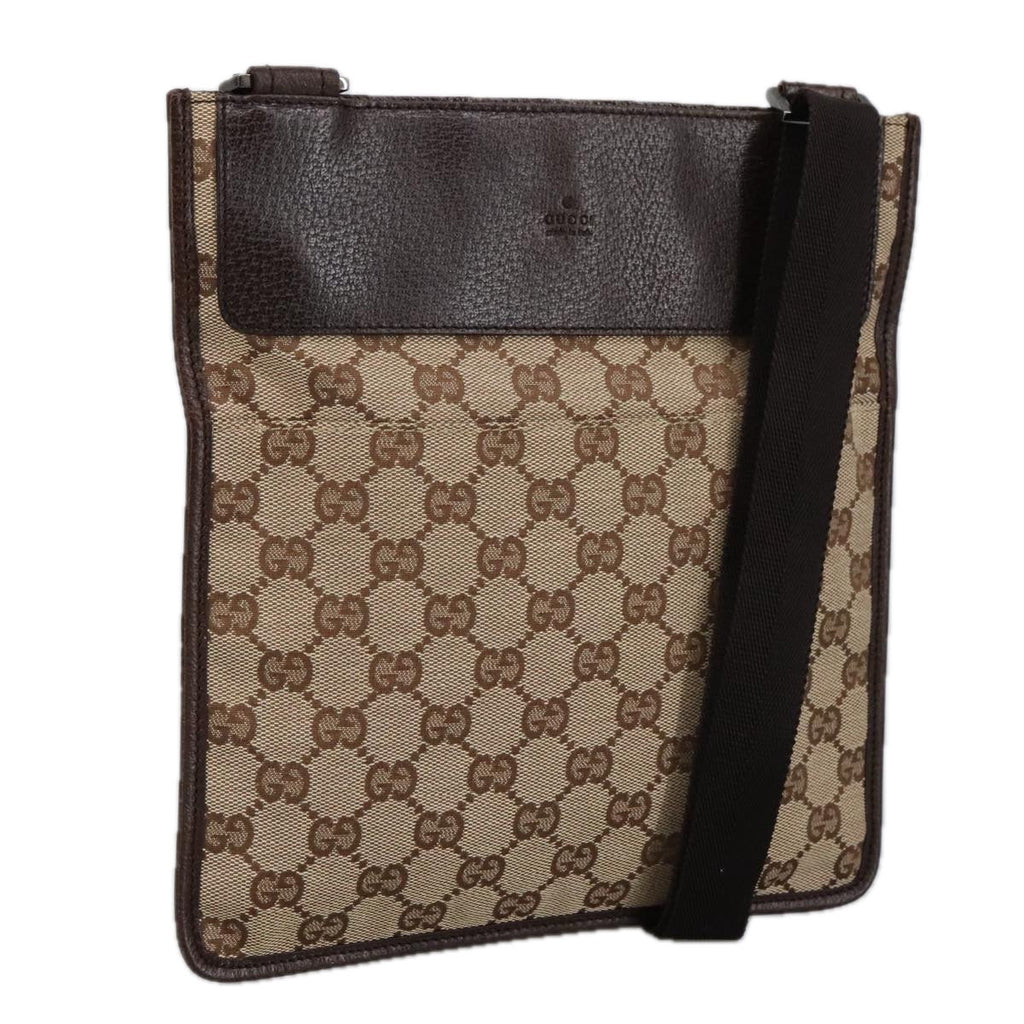 GUCCI GG Canvas Shoulder Bag Beige Silver 27639 am7265
