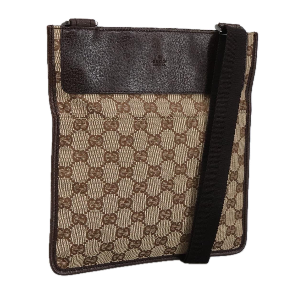 GUCCI GG Canvas Shoulder Bag Beige Silver 27639 am7265