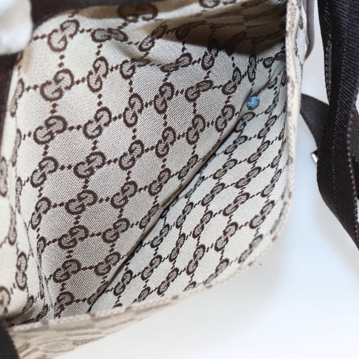 GUCCI GG Canvas Shoulder Bag Beige Silver 27639 am7265