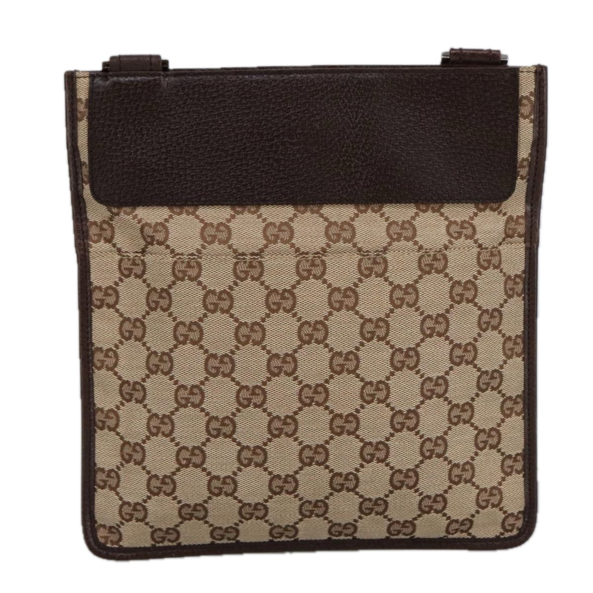 GUCCI GG Canvas Shoulder Bag Beige Silver 27639 am7265