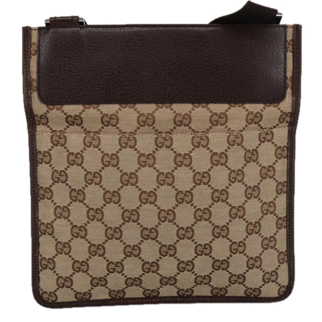 GUCCI GG Canvas Shoulder Bag Beige Silver 27639 am7265