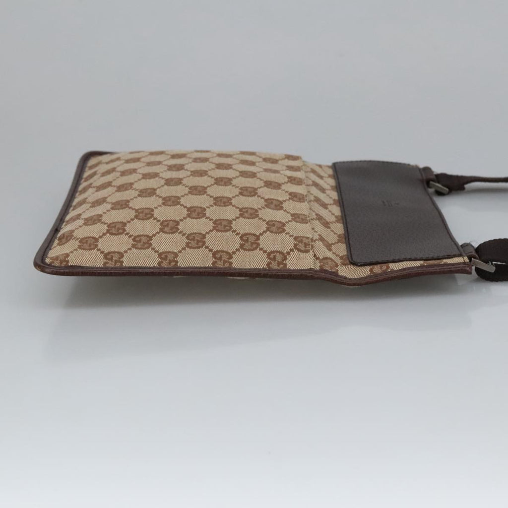 GUCCI GG Canvas Shoulder Bag Beige Silver 27639 am7265