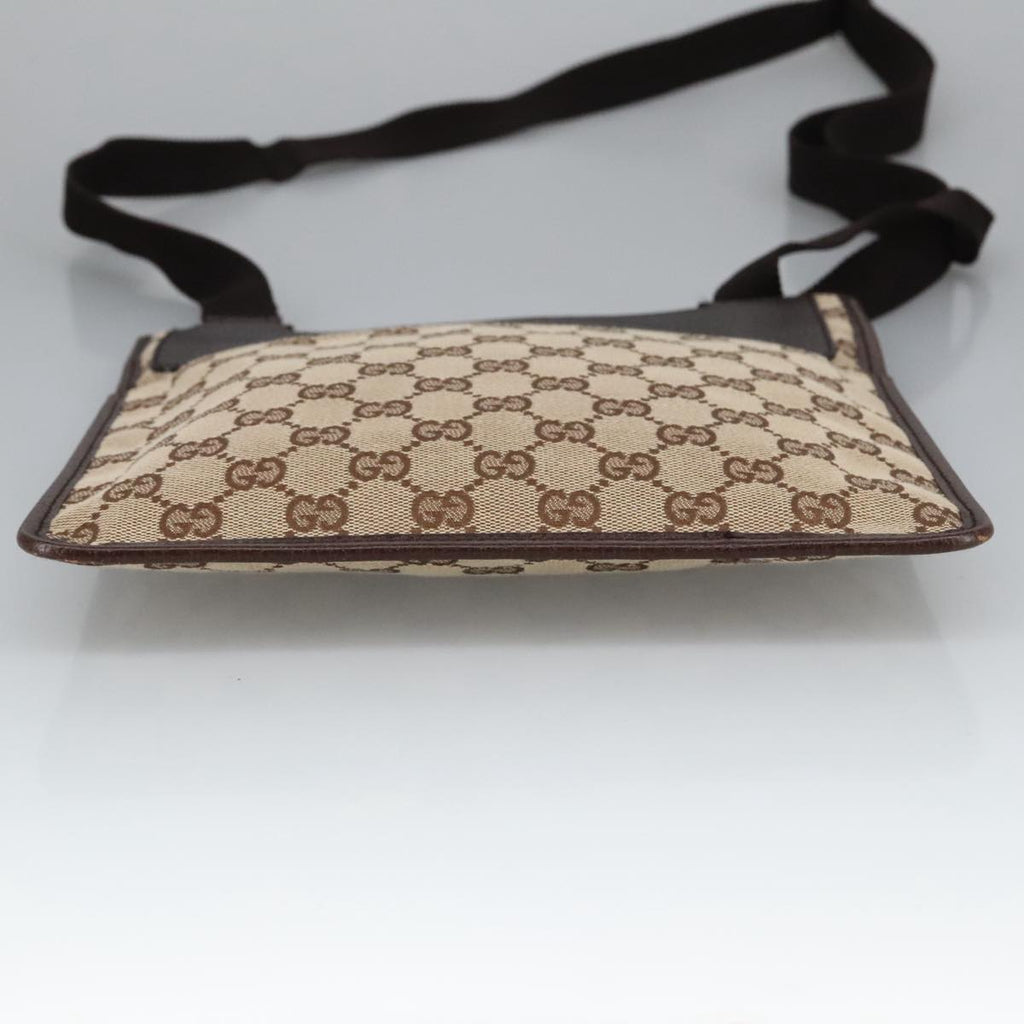 GUCCI GG Canvas Shoulder Bag Beige Silver 27639 am7265