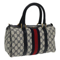 GUCCI GG Supreme Sherry Line Hand Bag PVC Navy Gold 012 3841 58 am7268